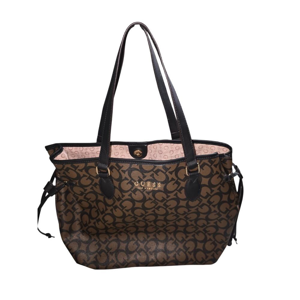 GUESS G-Monogram Classic Brown Logo Tote Bag